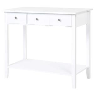 HOMCOM Mesa Auxiliar para la Entrada Con 3 Cajones y 1 Estante Inferior para Gran Espacio de Almacenaje para Muebles de Recibidor 90x40x75cm Blanco