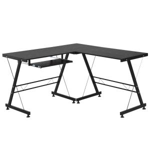 HOMCOM Escritorio para Hogar Mesa de Ordenador PC 2 Tipos Mesa Esquinera Forma L 130x130x73,5cm y Escritorio Recto 210x50x73,5cm Negro