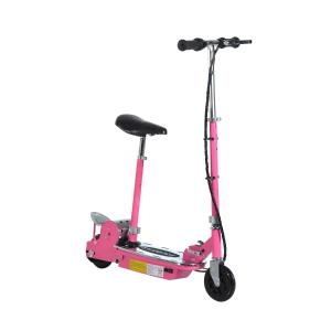HOMCOM Patinete Eléctrico Plegable para Niños y Adolescentes de +7 Años Scooter con Manillar y Sillín Ajustables Velocidad Máx. de 10 km/h 81,5x38x94 cm Rosa