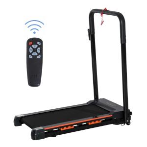 HOMCOM Cinta Andadora con Botón de Emergencia Pantalla LCD Mando a Distancia 1-6 km/h Potencia de Motor 380W Ahorra Espacio 105x56x108.5 cm Negro