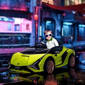 HOMCOM Coche Eléctrico 12V para Niños +3 Años Lamborghini SIAN Mando a Distancia Verde