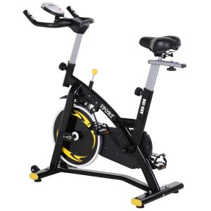HOMCOM Bicicleta Estática Profesional Bicicleta Fitness con Pantalla LCD Asiento e Ejercicio Regulables Resistencia Magnética 47x120x104.5-117cm