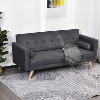 HOMCOM Sofá de 3 Plazas Cama Individual Diseño 2 en 1 Plegable con Reposabrazos Tapicería en Tela Estructura Sólida 187x90x86,5 cm Gris
