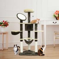 PawHut Rascador para Gatos 153x65x50 cm Árbol para Arañar Poste Centro de Actividades Gato Color Marrón