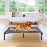 Pawhut Cama para Mascotas Interior y Exterior 91,5x76,2x18cm Cama para Perros Desmontable Portátil Color Azul y Negro