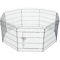PawHut Parque Perros Jaula Plegable Mascotas Cerca Entrenamiento Cachorros 8 Vallas (71x76cm)