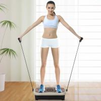 HOMCOM Placa de Vibración Plataforma Vibradora con 2 Bandas Elásticas para Fitness Entrenamiento 200W 54x33x14cm
