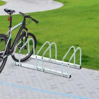 HomCom® Aparcamiento 3 Bicicletas Soporte Aparcar Bici Suelo y Pared Garaje Almacenamiento Acero Plateado 70,5x33x27cm