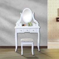Homcom Tocador de Maquillaje con Taburete - Color Blanco - MDF y Madera Maciza - 80x40x140cm