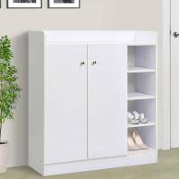 HOMCOM Zapatero Armario Madera Mueble Zapatero Gabinete 2 Puertas 4 Estantes Baldas Interiores Ajustables 83x30x90cm Blanco