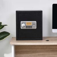 HOMCOM Caja fuerte Electrónica Sólida Caja de Seguridad con Llave 2 Códigos para Casa Oficina Capacidad de 32 L Acero 35x30x39,3 cm Negro