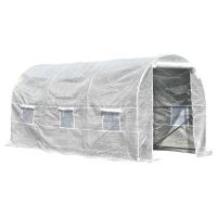 Outsunny Invernadero de Jardín 4x2x2m Huerto Tipo Túnel 6 Ventanas Cultivos Plantas y Verduras Cubierta PE 140g/㎡