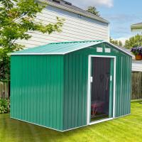 Outsunny Caseta de Jardín tipo Cobertizo Metálico para Almacenamiento de Herramientas 277x195x192 cm Verde Oscuro
