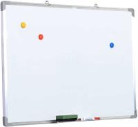 HOMCOM Pizarra Magnética con Bandeja Pizarra de Pared Incluye 4 Rotuladores 1 Borrador y 10 Imanes 90x60 cm Blanco
