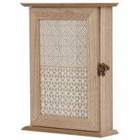 HomCom Caja Llavero de Pared tipo Armario de Madera para Llaves con 6 Ganchos Estilo Vintage - 20x6.5x26.5cm