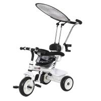 HOMCOM Triciclo para Niños con Capota extraíble y plegable Incluye barra telescópica para los padres Certificado EN71-1-2-3 Color Blanco 103x47x101cm