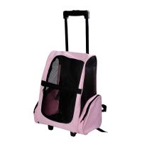 PawHut Transportin Carrito Perro 2 en 1 Mochila Carrito 36x30x49 cm Mascotas Perro Gato Rosa