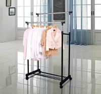 HomCom® Perchero Altura Regulable Colgador Ropa 4 Ruedas Acero Inoxidable Negro 80x43x85-155cm