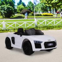 HOMCOM Coche Eléctrico para Niño mayores de 3 años Audi R8 con Mando a Distancia MP3 USB Luces y Sonidos Apertura de Puerta 123x71x49cm Carga 30kg Color Blanco