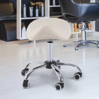 HOMCOM Silla Trabajo Taburete Ruedas Giratorias Taburete Cosmética Dentista Peluquería 52x53x49-61 cm Blanco