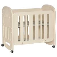 HOMCOM Cuna de Bebé 2 en 1 para 0-6 Años Balancín Ajustable en 2 Alturas hasta 25 kg Convertible en Mecedora con 4 Ruedas y Frenos 107x70x100 cm Beige