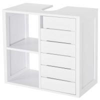 kleankin Mueble Bajo de Lavabo para Baño Suspendido Compacto con 2 Estantes Abiertos y Zona Cerrada 60x30x54 cm Blanco