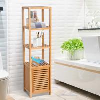 HOMCOM Estantería Bambú para Baño Armario Alto Librería Organizador 36x33x140cm Bambú Natural