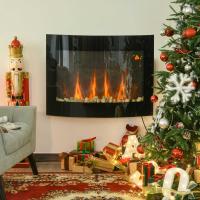 HOMCOM Chimenea Eléctrica de Pared Estufa Eléctrica Calentador de Fuego 900/1800W con Mando a Distancia Termostato Llama LED 7 Colores