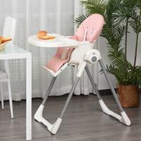 HOMCOM Trona para Bebé Evolutiva Ajustable y Plegable con Doble Bandeja Trona Portátil de +6 Meses Reclinable con 2 Ruedas y Frenos 55x80x104 cm Rosa