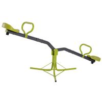 HOMCOM Columpio Balancín para Niños Balancín Infantil para Exteriores Giratorio de 360 Grados Carga 35kg (cada asiento) +3 Años 180x67x53 cm Gris y Verde
