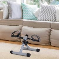 HOMCOM Mini Bicicleta Estática Pedaleador de Ejercicio Plegable con Resistencia Ajustable Entrenamiento de Piernas Brazos para Mujer y Hombre Pedales Personas Mayores 33x34x32 cm Plateado