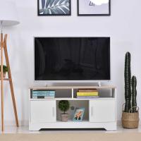 HOMCOM Armario para Televisor Mueble Auxiliar para TV con Gran Espacio de Almacenaje Estantes Abiertos 105x40x52cm Blanco