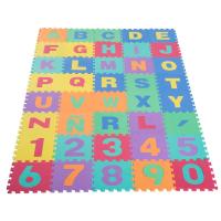 HOMCOM Alfombra Puzzle Infantil Piezas de 31x31x1cm Juego Rompecabezas 29 Letras Acento y Números 0 al 9 Colchoneta para Niños 3,6 metros cuadrados
