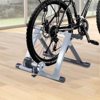HOMCOM rodillo magnetico para Bicicleta Plegable de Acero Entrenamiento Capacidad Máx. 135 kg 54.5x47.2x39.1cm Plateado