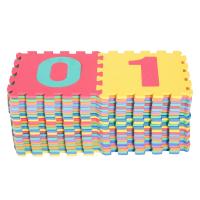 HOMCOM 48 Piezas Alfombra Puzzle para Niños de 31x31x1cm con 26 Letras Números y Tipos de Figuras Geométricas Colchoneta Suave 4,32 metros cuadrados