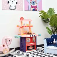 HOMCOM Cocinita de Juguete para Niños de +3 Años Cocina Infantil Juego de Rol Incluye 51 Piezas Utensilios con Efectos de Luz y Música 71,5x35x85,5 cm