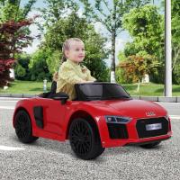 HOMCOM Coche Eléctrico para Niño 3+ Años Audi R8 con Mando a Distancia MP3 USB Luces y Sonidos Apertura de Puerta 123x71x49cm Carga 30kg Color Rojo