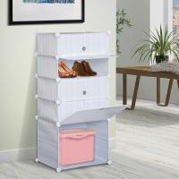 HomCom Armario Modular Plástico Estantería 5 Cubos Mueble Organizador Ropa Zapatos Accesorios Juguetes
