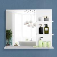 kleankin Espejo de Baño Espejo de Pared Espejo con 3 Estantes Incorporados 60x10x48 cm Blanco