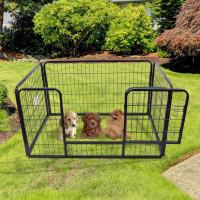 PawHut Jaula de Macotas Valla Parque para Perro Gato con Puerta Doble Seguro Tubo Rectangular Hierro 129x84x70 cm Negro