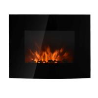 HOMCOM Chimenea Eléctrica de Pared Estufa Eléctrica Calentador de Fuego 900/1800W con Mando a Distancia Termostato Llama LED 7 Colores