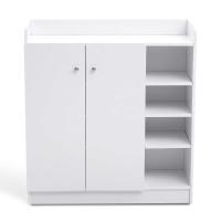 HOMCOM Zapatero Armario Madera Mueble Zapatero Gabinete 2 Puertas 4 Estantes Baldas Interiores Ajustables 83x30x90cm Blanco