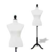 HomCom Maniquí Femenino de Costura Busto de Señora para Modistas Exhibición Altura Ajustable a 130-168cm Blanco