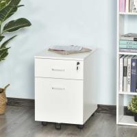 Vinsetto Cajonera de Oficina con 2 Cajones Espacio para Documentos en Tamaño A4 5 Ruedas Cerradura y Frenos 40x49x58 cm Blanco