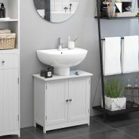 HOMCOM Armario para debajo del Lavabo o Fregadero tipo Gabinete de Almacenaje de Madera Blanca 60x30x60cm