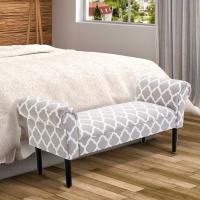 HomCom Banqueta con Brazos Tapizada para Pie de Cama tipo Banco de Madera para Dormitorio o Recibidor - 132x45.5x58cm