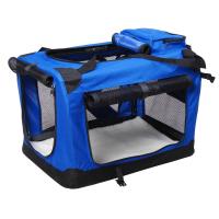 PawHut Bolsa de Transporte para Perros Gatos Mascotas Transportín de Viaje con 3 Entradas 60x42x42 cm Azul y Negro