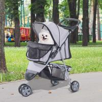 PawHut Cochecito Plegable Mascotas 75x45x97cm Perros Gatos Carrito Ruedas giran 360 grados Gris