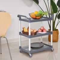 HOMCOM Carro de Almacenamiento Multiusos Carrito de 3 Niveles para Cocina Hotel Restaurante 4 Ruedas Universales Carga Total 300 kg 88x44x93cm