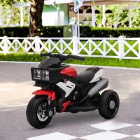 HOMCOM Moto Eléctrica Infantil con 3 Ruedas para +3 Años Triciclo con Pedal para Niños Batería 6V con Luces Música Neumáticos Anchos 86x42x52 cm Rojo